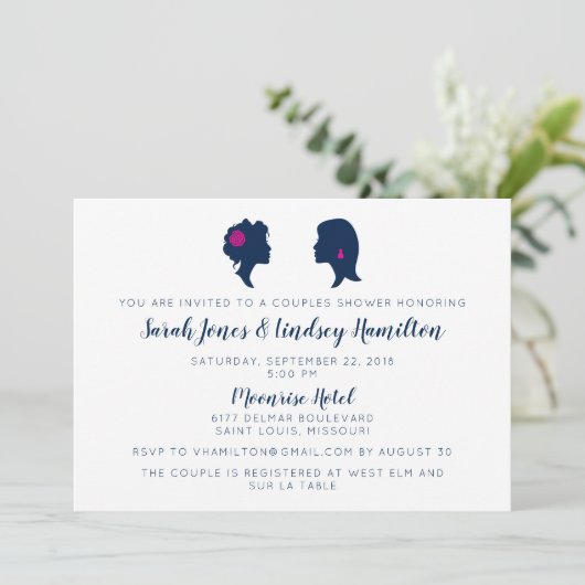 Silhouette Dames Douche Uitnodiging voor hetzelfde (Staand voorkant)