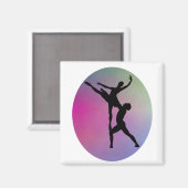 Silhouette Dance Modern Rainbow Color Background Magneet (Voorkant / Achterkant)