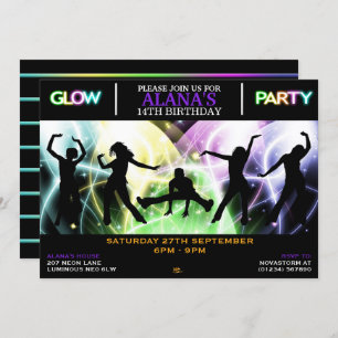 Silhouette Dancers Glow Party Invitations Kaart