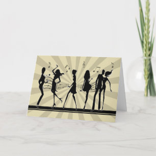 Silhouette Dancing Birthday Card Kaart