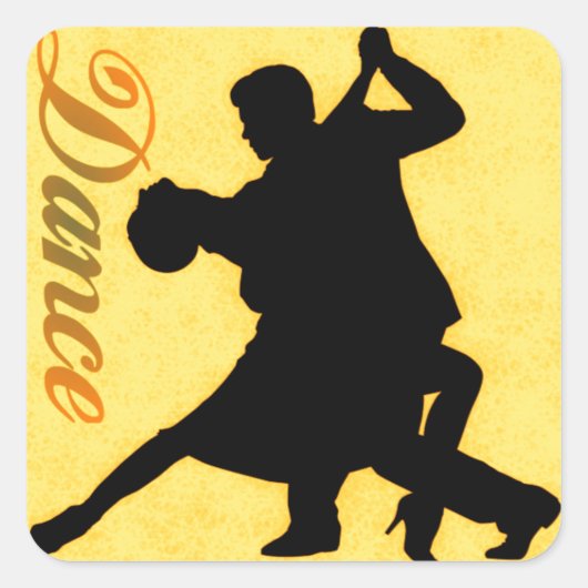 Silhouette Dancing Couple Vierkante Sticker (Voorkant)