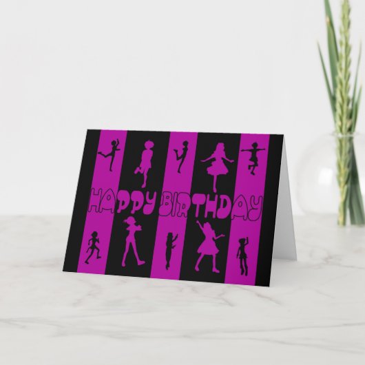 Silhouette Dancing verjaardagskaart Kaart (Voorkant)