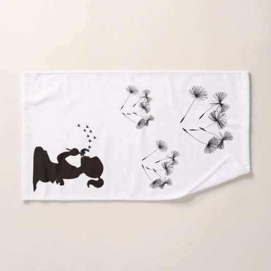 Silhouette Dandelion Bgloing White en Black Bad Handdoek (Handdoek)