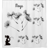 Silhouette Dandelion Bgloing White en Black Douchegordijn (Voorkant)