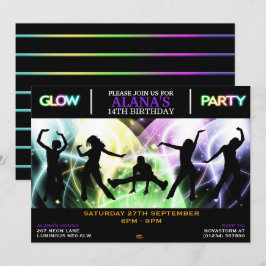 Silhouette Dansers Glow Party Uitnodigingen