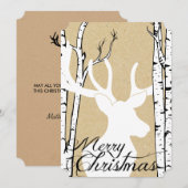 Silhouette Deer Birch Forest Holiday Feestdagenkaart (Voorkant / Achterkant)