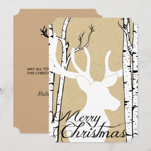 Silhouette Deer Birch Forest Holiday Feestdagenkaart (Voorkant / Achterkant)