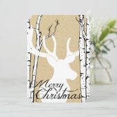 Silhouette Deer Birch Forest Holiday Feestdagenkaart (Staand voorkant)