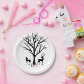 Silhouette Deer Couple in Love Winter Papieren Bordje (Feest)