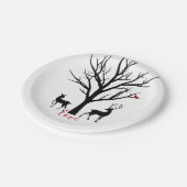 Silhouette Deer Couple in Love Winter Papieren Bordje (Gekanteld)