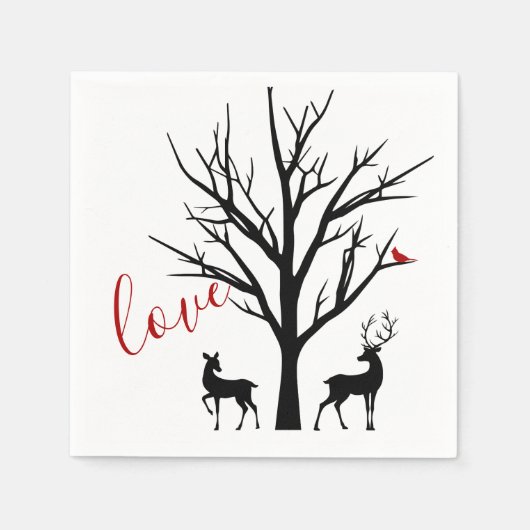 Silhouette Deer Couple in Love Winter Servet (Voorkant)