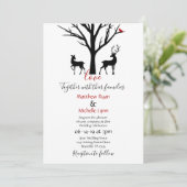 Silhouette Deer Couple in Love Winter Wedding Kaart (Staand voorkant)