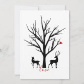 Silhouette Deer Couple in Love Winter Wedding Kaart (Achterkant)