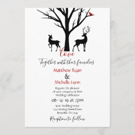 Silhouette Deer Couple in Love Winter Wedding Kaart