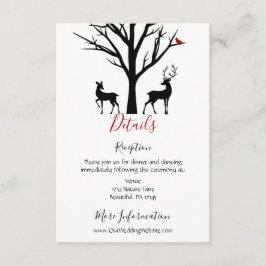 Silhouette Deer Couple Winter Love Wedding Details Informatiekaartje