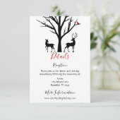 Silhouette Deer Couple Winter Love Wedding Details Informatiekaartje (Staand voorkant)