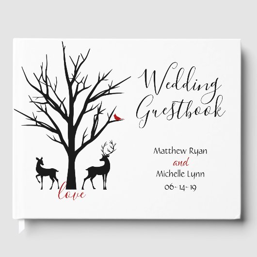 Silhouette Deer Couple Winter Love Wedding Gastenboek (Voorkant)