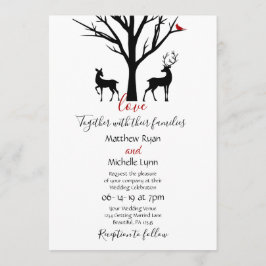 Silhouette Deer Couple Winter Love Wedding Kaart