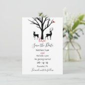 Silhouette Deer Couple Winter Love Wedding Save The Date (Staand voorkant)