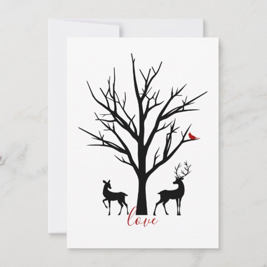 Silhouette Deer Couple Winter Love Wedding Save The Date (Achterkant)