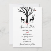 Silhouette Deer Couple Winter Love Wedding Save The Date (Voorkant)