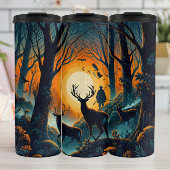 Silhouette Deer Hunter in Sunset Bossen. Thermosbeker