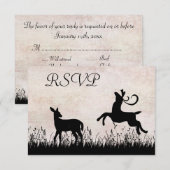 Silhouette Deer in Meadow Wedding RSVP Kaartje (Voorkant / Achterkant)