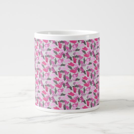 Silhouette Dier Camouflage Roze Grote Koffiekop (Voorkant)