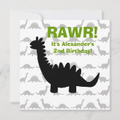 Silhouette Dinosaur Dino Birthday Uitnodiging (Voorkant)