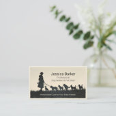  Silhouette Dog Walker en Pet Sitter Visitekaartje (Staand voorkant)