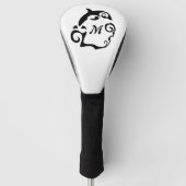 Silhouette Dolphin in a Black Zee Wave Golfheadcover (Voorkant)