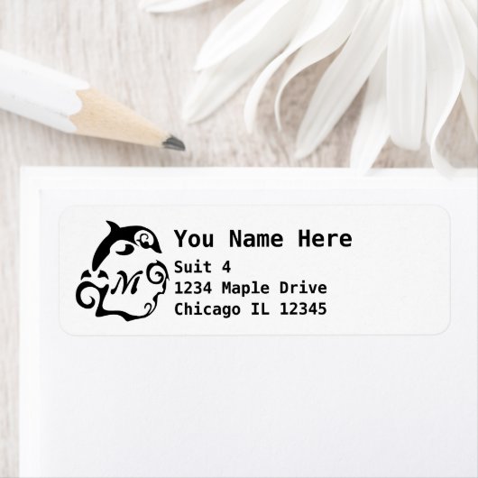 Silhouette Dolphin in a Black Zee Wave Monogram Etiket (Insitu)
