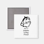 Silhouette Dolphin in a Black Zee Wave Monogram Magneet (Voorkant / Achterkant)