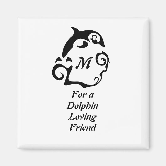 Silhouette Dolphin in a Black Zee Wave Monogram Magneet (Voorkant)