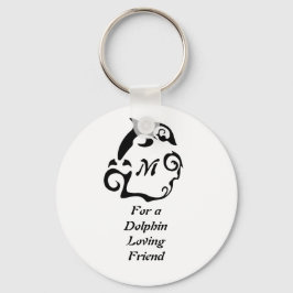 Silhouette Dolphin in a Black Zee Wave Monogram Sleutelhanger