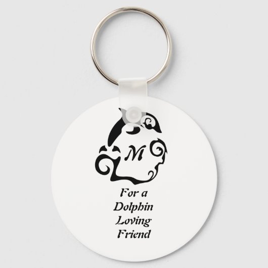 Silhouette Dolphin in a Black Zee Wave Monogram Sleutelhanger (Voorkant)