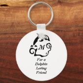 Silhouette Dolphin in a Black Zee Wave Monogram Sleutelhanger (Voorkant)