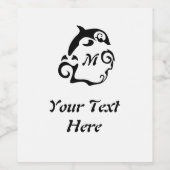 Silhouette Dolphin in a Black Zee Wave Monogram Wijn Etiket (Enkel label)