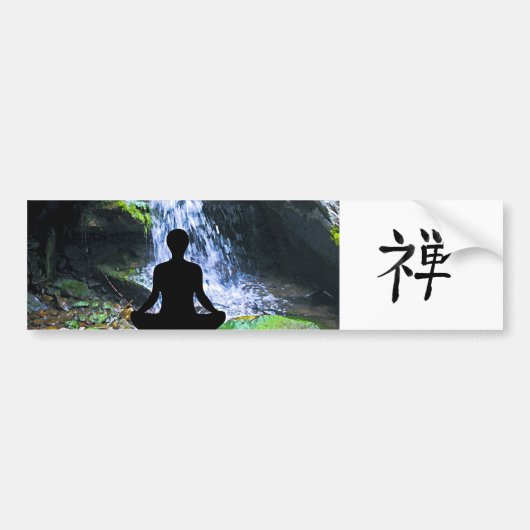 Silhouette doordrukken met waterval bumpersticker (Voorkant)