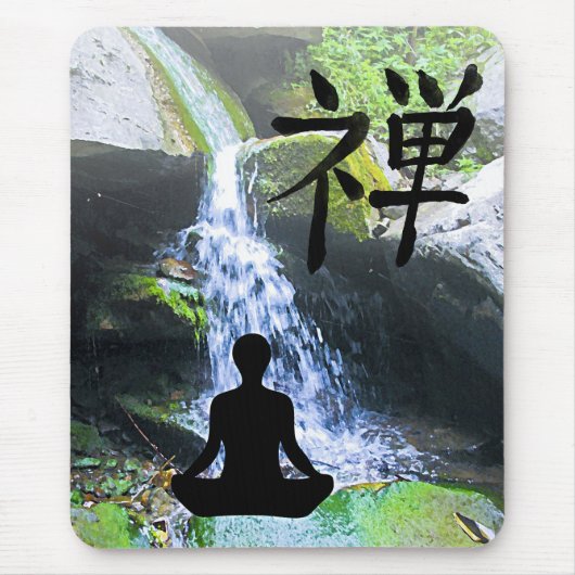 Silhouette doordrukken met waterval muismat (Voorkant)