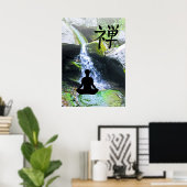 Silhouette doordrukken met waterval poster (Thuiskantoor)