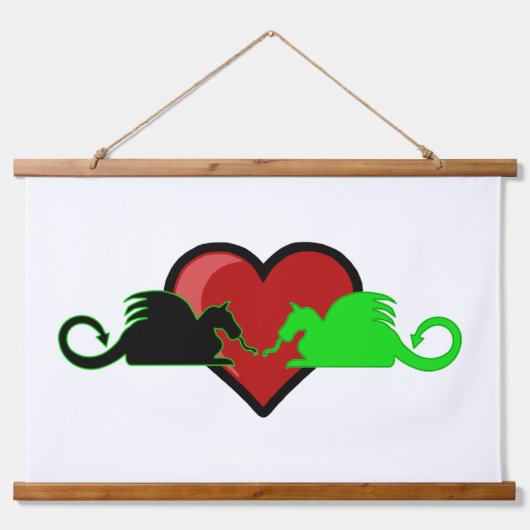 Silhouette Draak Liefde  Hangend Wandkleed (Voorkant)