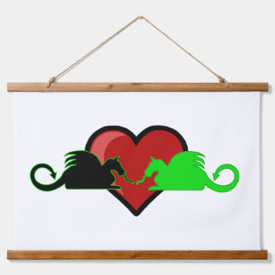 Silhouette Dragon Love Hangend Wandkleed