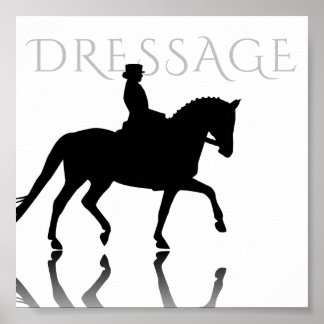 Silhouette Dressage Horse met reflectie Poster