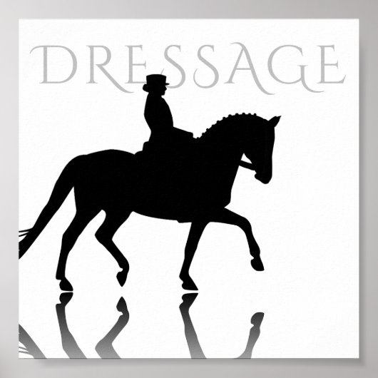 Silhouette Dressage Horse met reflectie Poster (Voorkant)