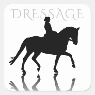 Silhouette Dressage Horse met reflectie Vierkante Sticker