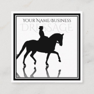 Silhouette Dressage Horse met reflectie Vierkante Visitekaartje