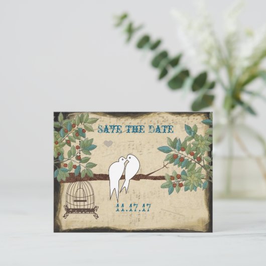 Silhouette Duiven Vogelkooi Save the Date Aankondigingskaart (Staand voorkant)