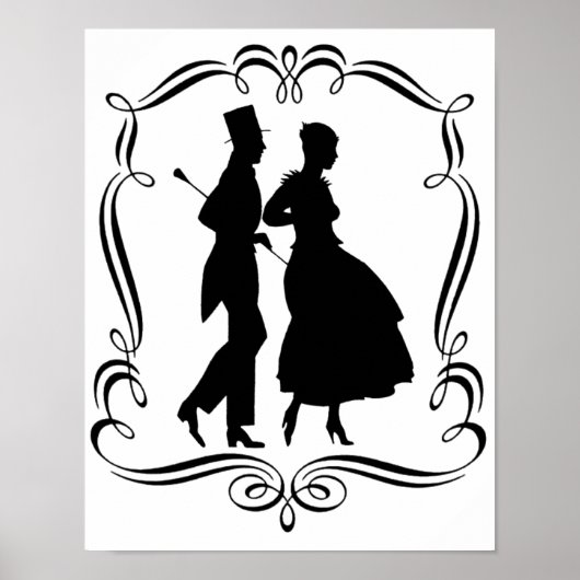 Silhouette Elegant Man Poster Print (Voorkant)