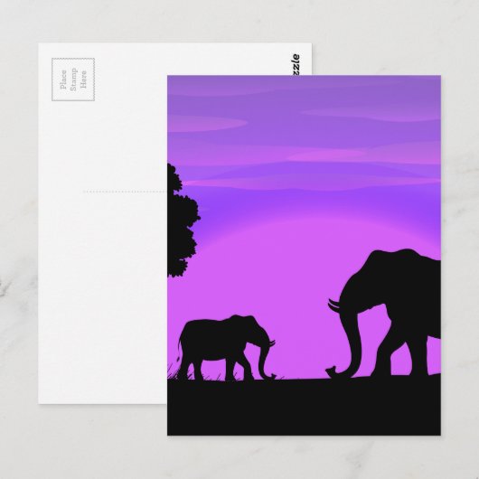 Silhouette Elephants Briefkaart (Voorkant / Achterkant)
